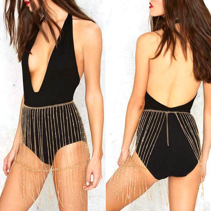 New Sexy Tassel Belly Waist Chain Bikini Body Chain Jewelry For Women - Gold