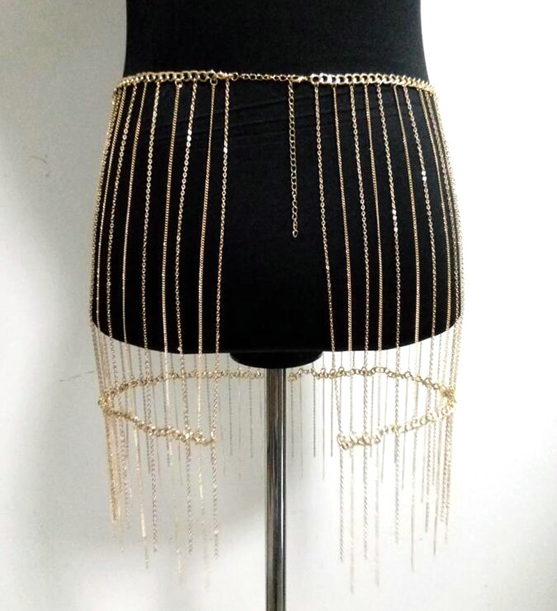 New Sexy Tassel Belly Waist Chain Bikini Body Chain Jewelry For Women - Gold