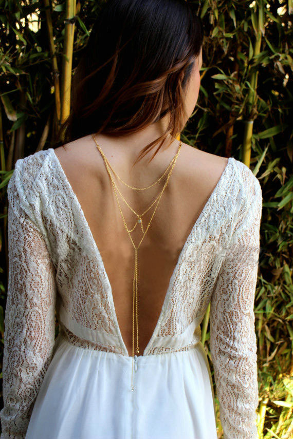 Pendant Crystal Body Chains Harness Bikini Beach Dress Decro Necklace Jewelry - Gold