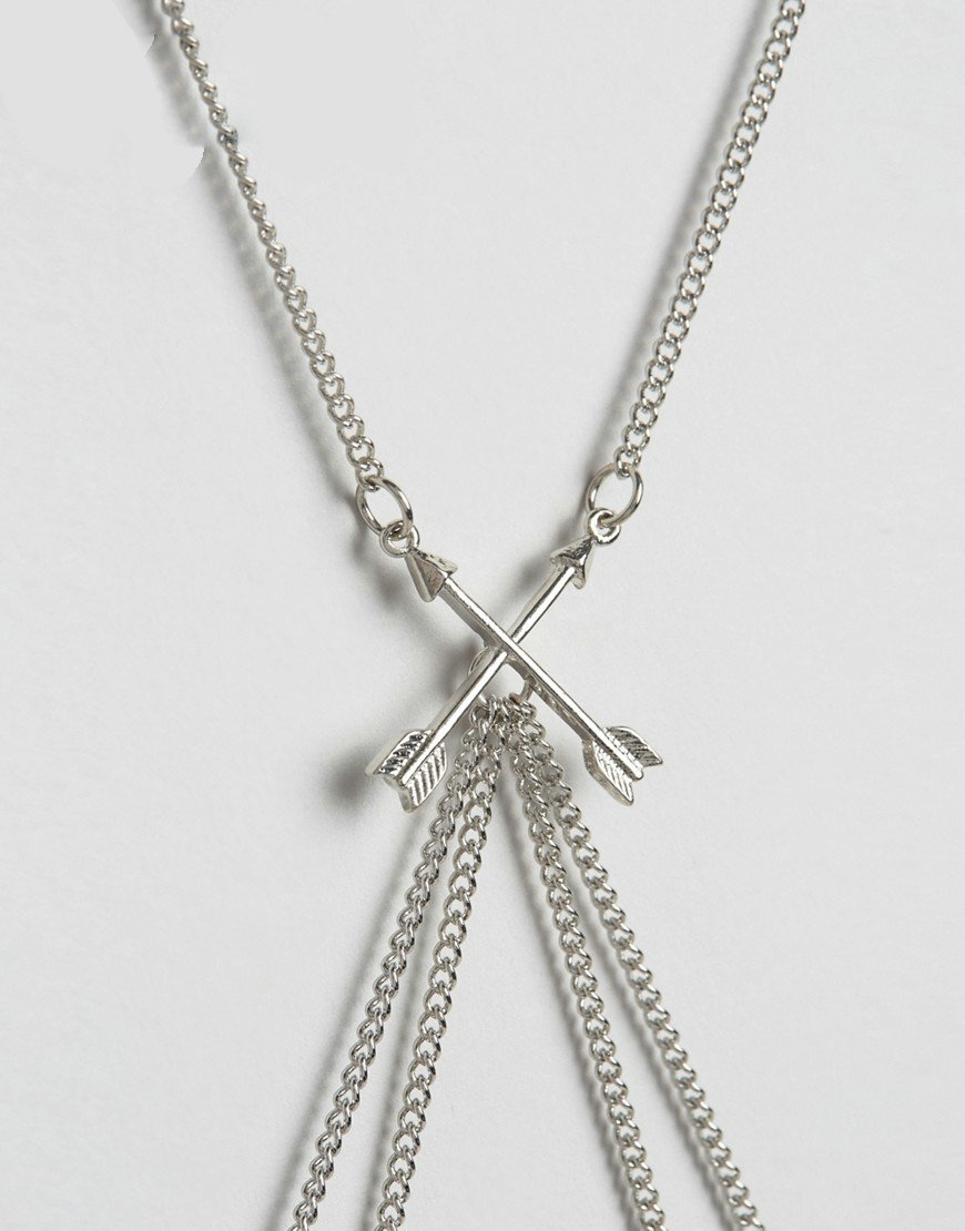 Personalized Arrow Charms Sexy Bikini Body Chains Dress Decro Necklace Jewellery - Sliver