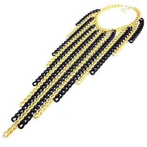 Personalized Metal Tassel Choker Chunky Necklace Punk Dress Decor Jewelry - Gold Black