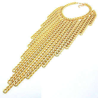 Personalized Metal Tassel Choker Chunky Necklace Punk Dress Decor Jewelry - Gold
