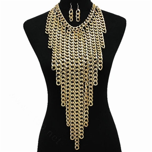 Personalized Metal Tassel Choker Chunky Necklace Punk Dress Decor Jewelry - Sliver