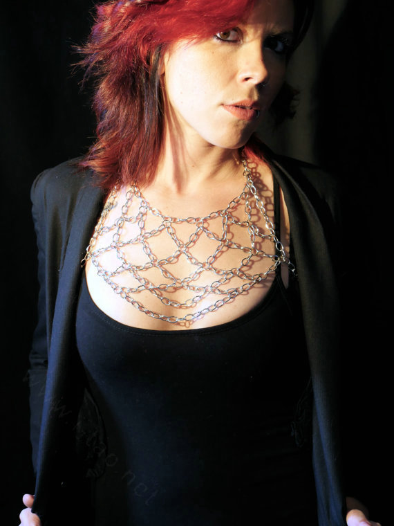 Personalized Punk Alloy Body Chain Mesh Dress Decor Necklace Jewelry - Gold