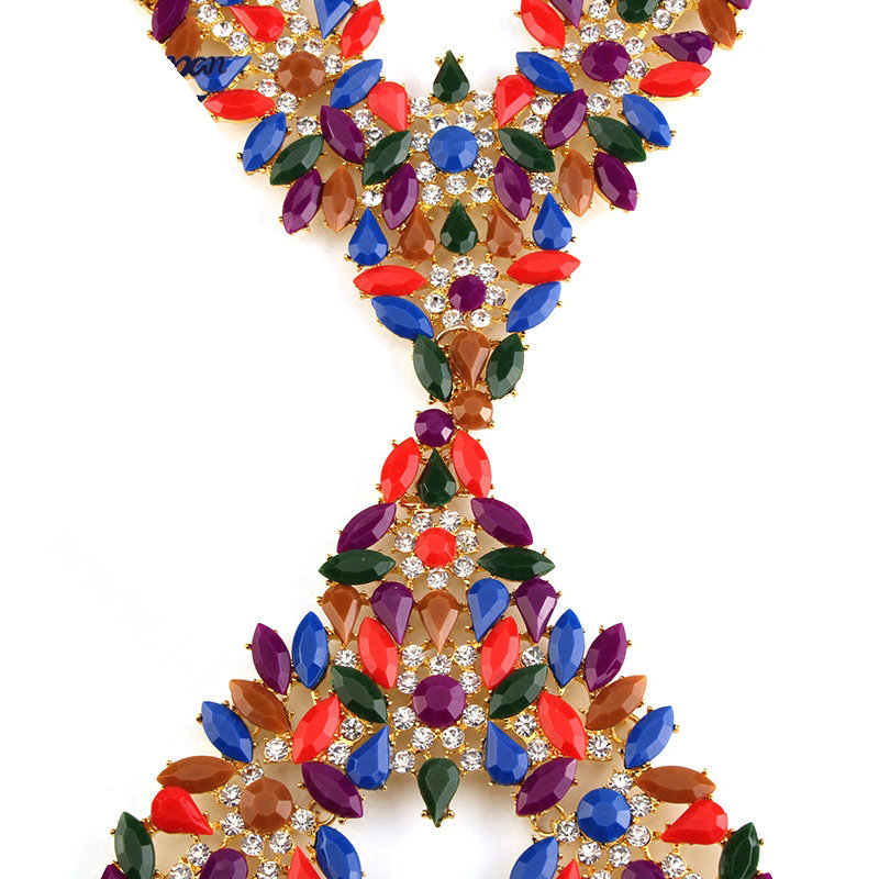 Popular Rhinestone Flower Pendant Necklace Bikini Beach Dress Decro Body Chain Jewelry - Colour