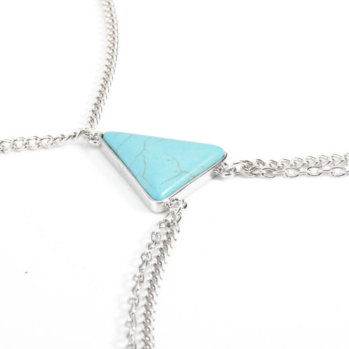 Sexy Bikini Beach Belly Waist Body Chains Geometry Turquoise Decro Necklace Jewelry - Green
