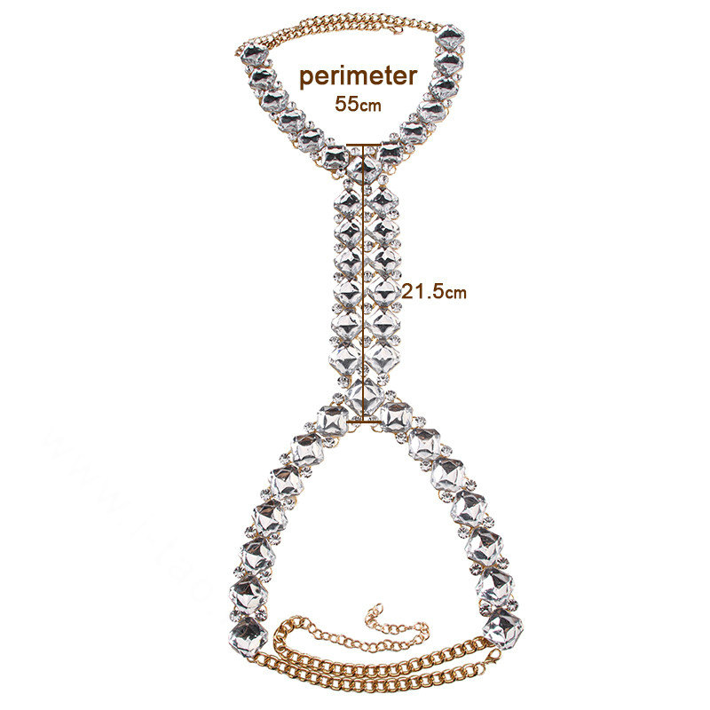 Simple Diamond Flower Pendant Necklace Bikini Beach Dress Decro Body Chain Jewelry - White
