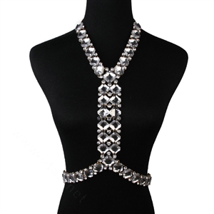 Simple Diamond Flower Pendant Necklace Bikini Beach Dress Decro Body Chain Jewelry - White