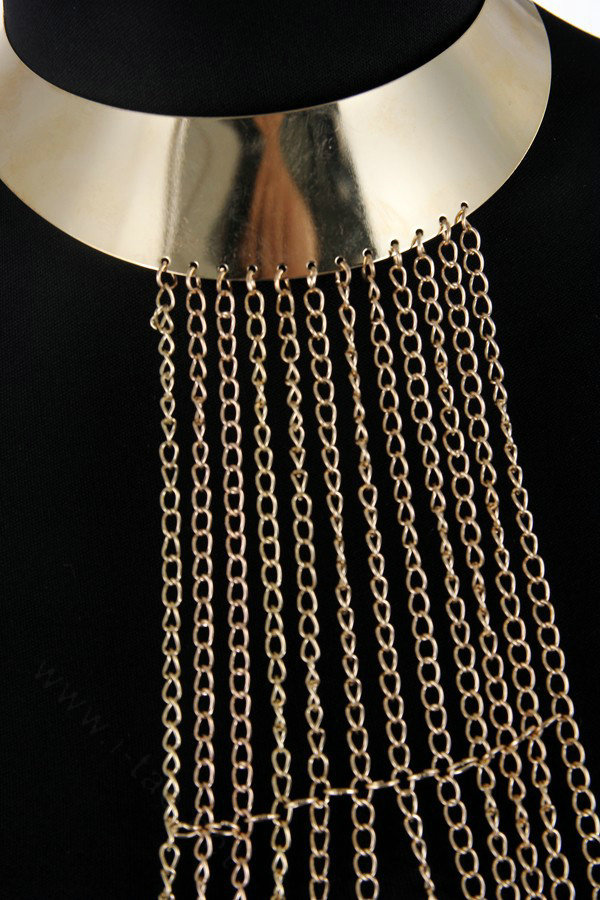 Simple Multi Layer Body Chain Punk Long Choker Necklace Harness Bikini Jewelry - Gold
