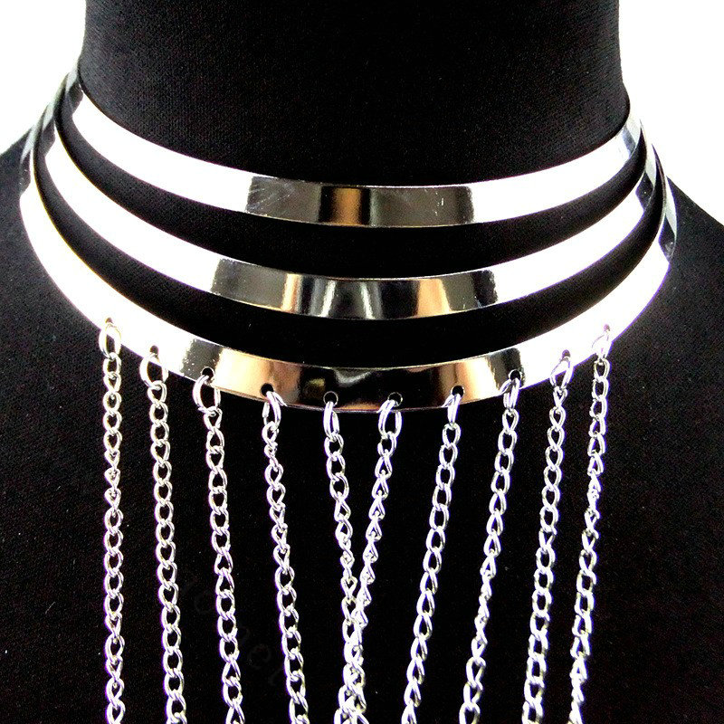 Simple Multi Layer Body Chain Sexy Punk Choker Necklace Harness Bikini Jewelry - Gold