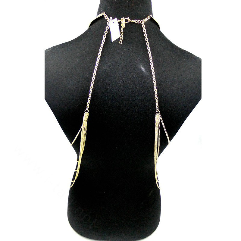 Simple Multi Layer Body Chain Sexy Punk Choker Necklace Harness Bikini Jewelry - Gold