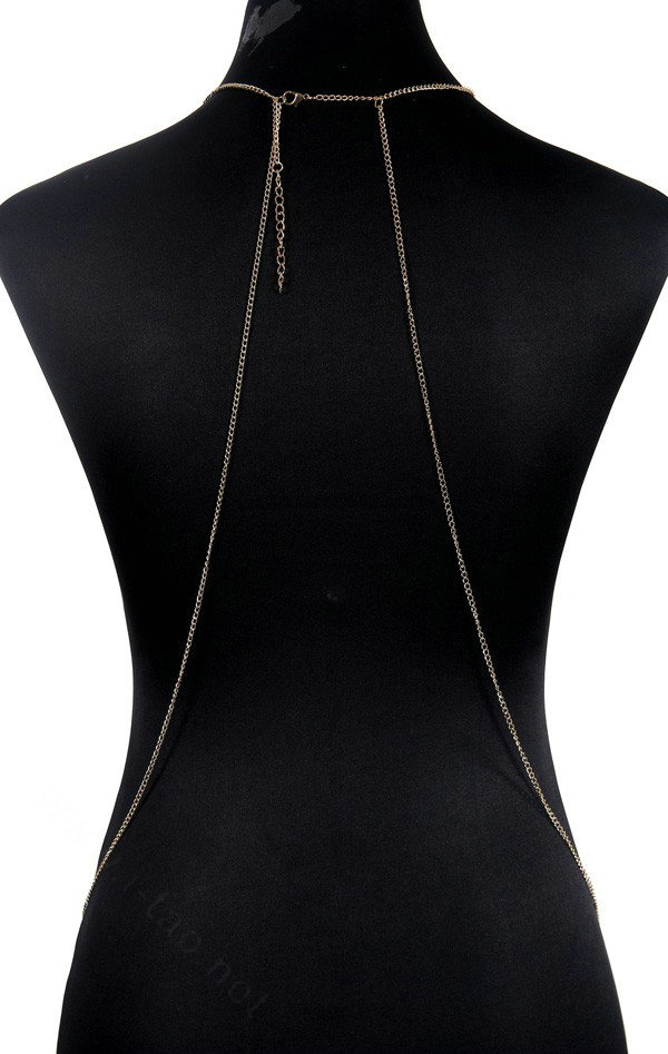 Simple Pearl Drop Necklace Bikini Body Chain Belly Evening Dress Decor Jewelry - Sliver
