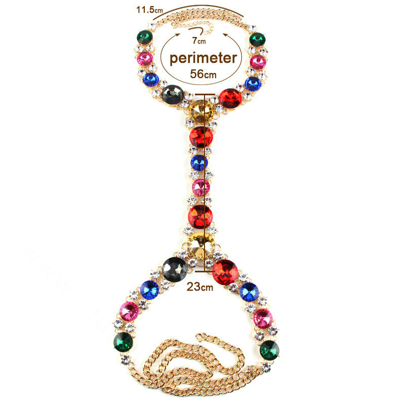 Simple Rhinestone Pendant Bib Necklace Bikini Beach Dress Decro Body Chain Jewelry - Colour