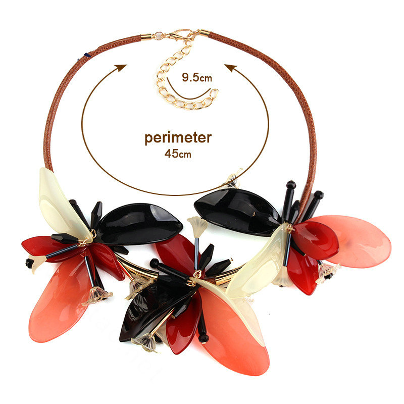 Top Fashion Women Flower Choker Necklace Sweater Chain Dress Decro Jewelry - Red