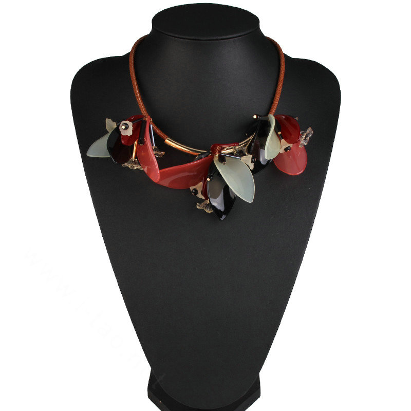 Top Fashion Women Flower Choker Necklace Sweater Chain Dress Decro Jewelry - Red