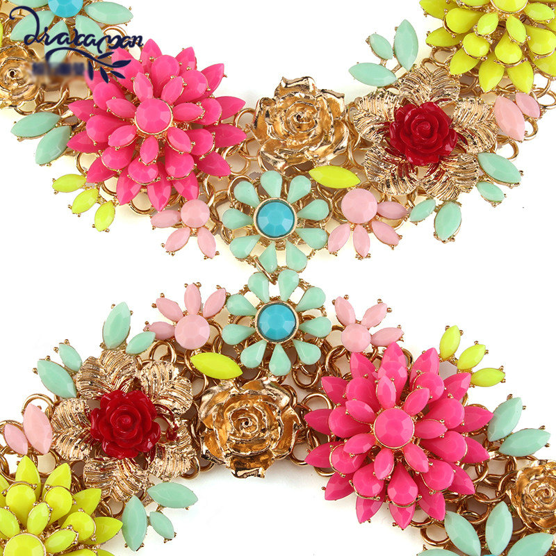 Unique Crystal Flower Pendant Necklace Bikini Beach Dress Decro Body Chain Jewelry - Colour