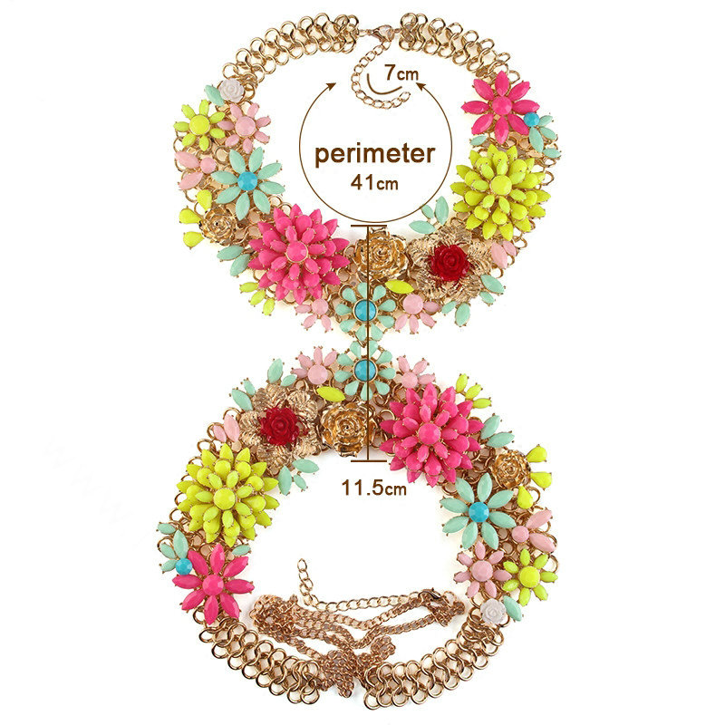Unique Crystal Flower Pendant Necklace Bikini Beach Dress Decro Body Chain Jewelry - Colour
