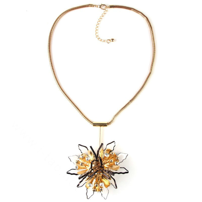 Unique Women Flowers Pendant Necklace Sweater Chain Dress Decro Jewelry - White