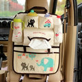 Cute Cat Fold Multi-function Car Seat Back Hanging Pocket Thermal Insulation Storage Bag - Beige