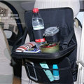 Multifunctional Folding Tray Car Back Seat Organizer Laptop Holder Dining Table Storage Bag - Black