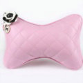 1PCS Flower Leather Car Neck Pillow Four Seasons General Auto Headrest for Women - Pink