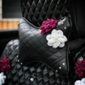 1PCS Roses Crystal Leather Car Neck Pillow Four Seasons General Auto Headrest for Women - Black