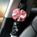 1pcs Car Safety Seat Belt Covers Elegant Crystal Flower Leather Shoulder Pads Accessories - Pink
