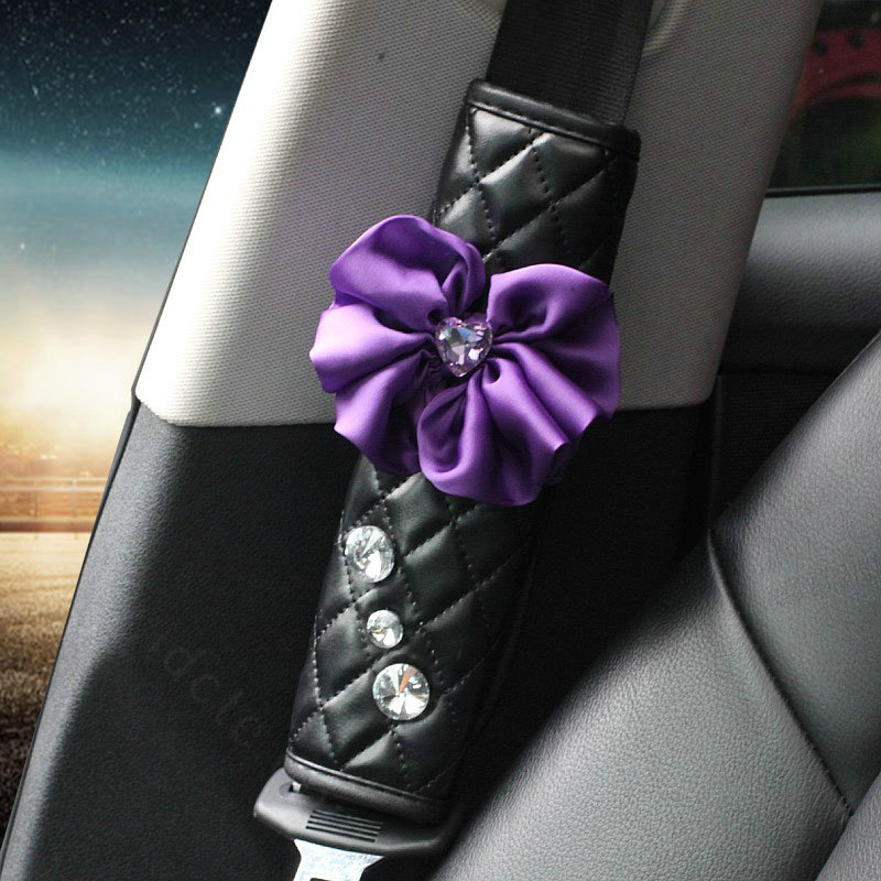 Buy Wholesale 1pcs Car Safety Seat Belt Covers Women Creative Crystal Flower Leather Shoulder ...