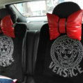 2PCS Bowknot Auto Headrest Leather Car Neck Pillow Four Seasons General for Women - Red