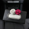 Calssic Leather Car Tissue Box Holder Case Flower Crystal Auto Sun Visor Tissue Bag - Black