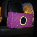 Creative Rivet Leather Car Tissue Paper Box Holder Case Seat Back Hanging Tissue Bag - Purple