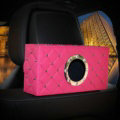 Creative Rivet Leather Car Tissue Paper Box Holder Case Seat Back Hanging Tissue Bag - Rose