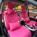 Crystal Camellia Leather Car Seat Cushion Universal Female Auto Seat Covers 10pcs Sets - Rose