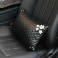 Daisy Flower Women Rhinestone Car Seat Waist Pillows PU Leather Auto Accessories 1pcs - Black