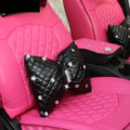 Fashion Bowknot Diamond Lumbar Cushion for Car Support Leather Pillow Female 1pcs - Black