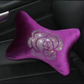 Fashion Diamond Flower Car Neck Pillows Headrest Soft Plush Auto Interior Decoration 1pcs - Purple