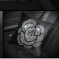 Fashion Diamond Flower Plush Car Seat Arms Pillows Support Lumbar Cushion 1pcs - Black