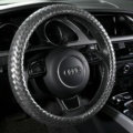 Fashion Women Glitter Braided PU Leather Car Steering Wheel Covers 15 inch 38CM - Black