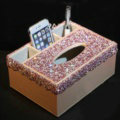 Luxury Crystal Car Tissue Paper Box Case Creative Leather Office Household Storage Box - Pink