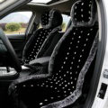 Luxury Crystal Pure Wool Universal Car Seat Cushion Whole Snow Rabbit Fur 10pcs Sets - Black