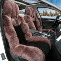 Luxury Pure Wool Automobile Seat Cushion Universal Sheepskin Fur Pads 6pcs Sets - Black Calme