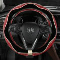Luxury Winter Velvet Handlebar Plush Car Steering Wheel Covers 15 inch 38CM - Red