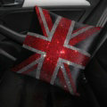 New Diamond Plush Car Seat Arms Pillows United Kingdom Flag Lumbar Cushion 1pcs - Black