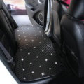 New Studded Crystal Leather Car Back Seat Cushion Woman Universal Auto Pads 1pcs - Black