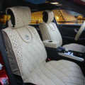 Personalized Leather Car Seat Covers Punk Rivet Universal Auto Cushion 10pcs Sets - Beige