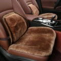 Top Quality Pure Wool Universal Car Front Seat Cushion Sheepskin Fur Waist Pads 2pcs - Coffee