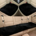 Top Quality Pure Wool Universal Car Seat Cushion Sheepskin Fur One Piece Pads 3pcs Set - Black
