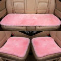 Top Quality Pure Wool Universal Car Seat Cushion Sheepskin Fur One Piece Pads 3pcs Set - Pink