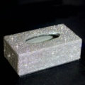 Top grade Full Crystal Auto Tissue Paper Box Case Creative For Car Office Home Decor - White