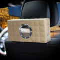 Top grade Leather Car Tissue Paper Box Holder Case Seat Back Hanging Tissue Bag - Beige